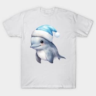 Bottlenose Dolphin in Santa Hat T-Shirt